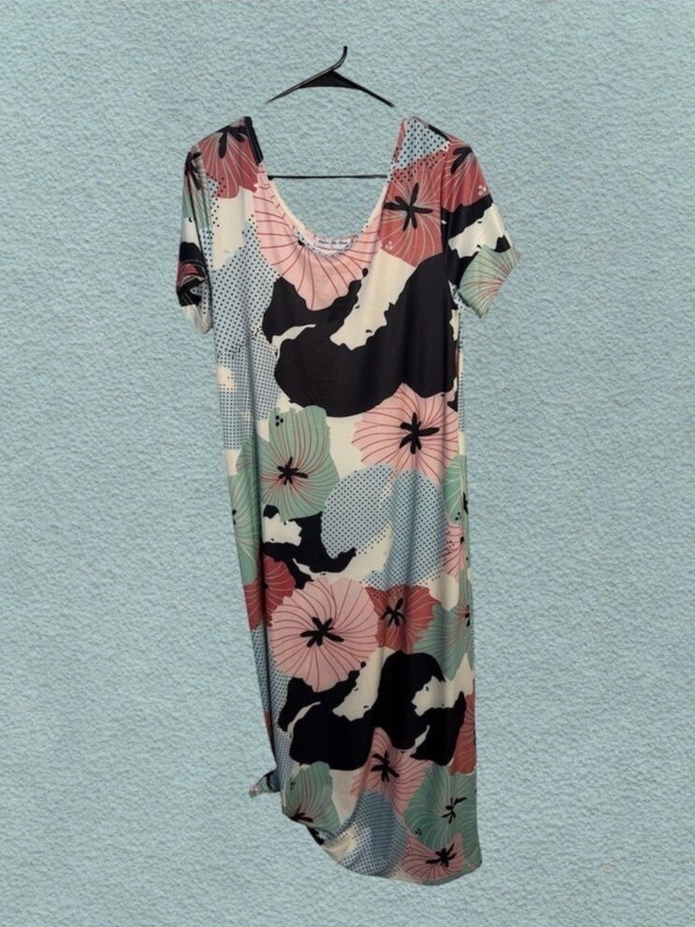 Beyond This Pane Floral Scoop Neck Maxi Dress in Pink & Mint size L
